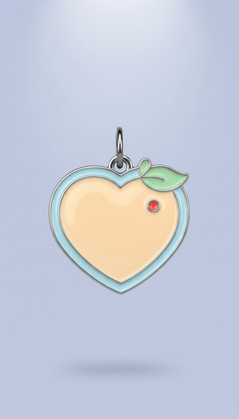 Peach Heart Enamel Charm