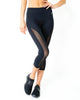 Love Your Body Low-Waisted Capri Leggings With Mesh Panels and Reflective Strips