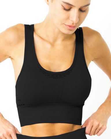 Love Your Body Mesh Seamless Bra With Cutouts - Black