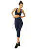 Love Your Body High Waisted Yoga Capri Leggings - Navy Blue