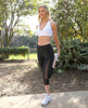 Love Your Body Low-Waisted Capri Leggings With Mesh Panels and Reflective Strips