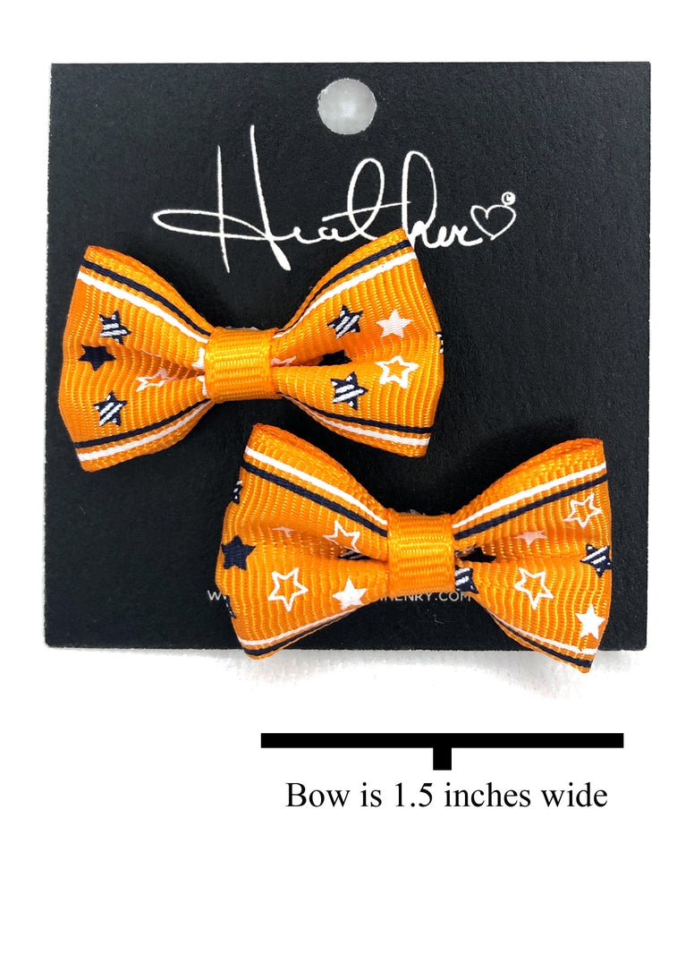 Orange & Black Stars Bow Tie Earrings