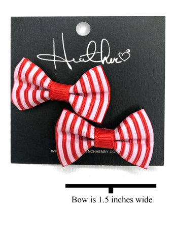 Red Stripe Bow Tie Earrings