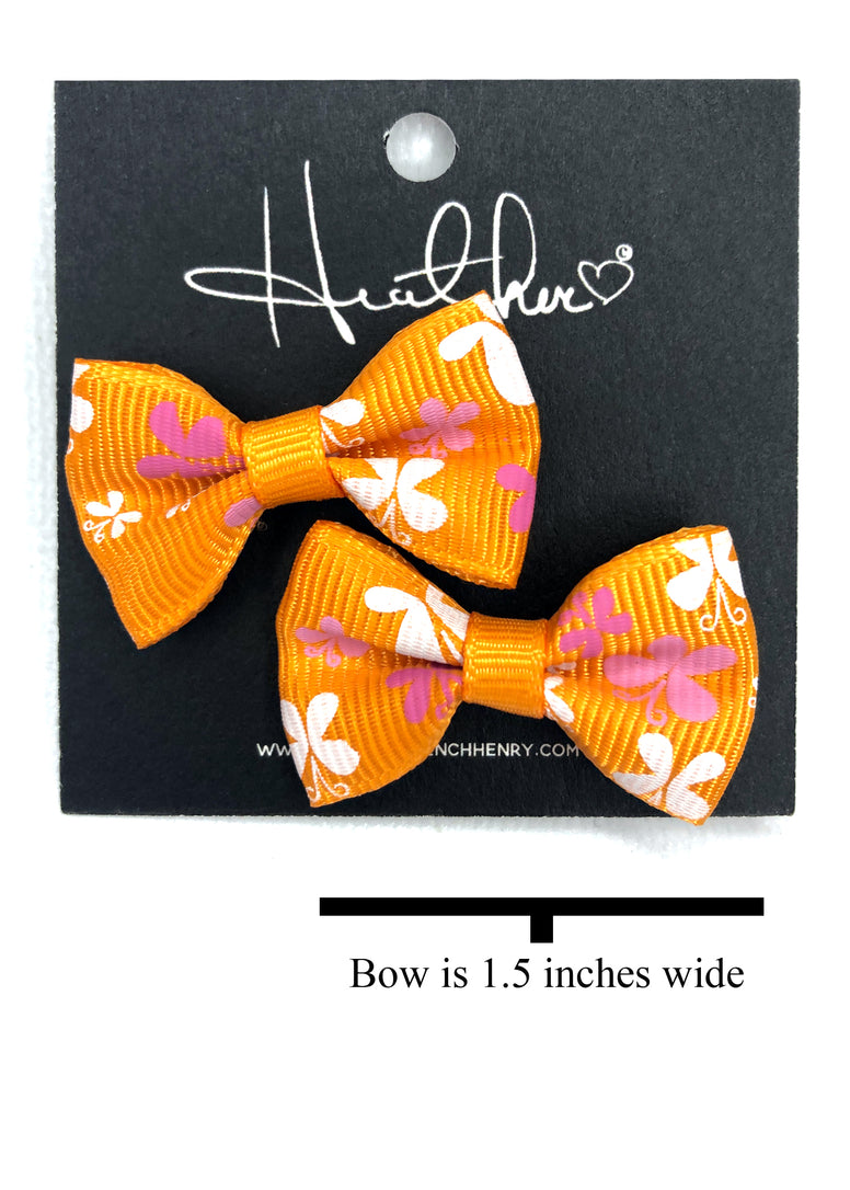 Orange Butterfly Bow Tie Earrings