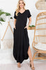 BLACK V-NECK SHEATH ROUND BOTTOM DRESS