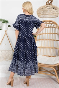 Navy Bandana Paisley Print Dress