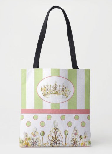 Jade Pearl Crown Print Tote