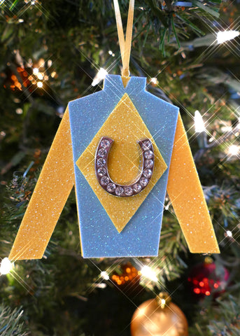 Yellow & Blue Jockey Silks Hanging Ornament