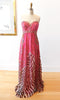 Coral Silk Animal Print Strapless Gown