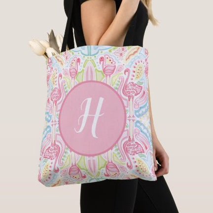 Customize this Flamingo Sensation Tote with Your Own Monogram!