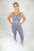 Love Your Body Mesh Seamless Legging With Ribbing Detail - Grey Purple