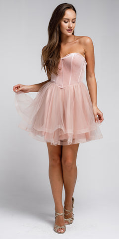 VELVET STRAPLESS SHORT BABYDOLL PROM DRESS