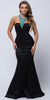 BEJEWELED HALTER NECKLACE FIT-N-FLARE LONG PROM DRESS