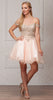 COLD-SHOULDER BEADED TULLE SHORT PROM DRESS