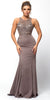 SLEEVELESS BEADED TOP HIGH NECK LONG PROM DRESS